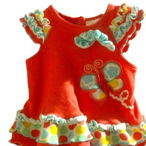 Baby Girls Dress Size 3M Multicolor Butterfly Ruffles Sleeveless